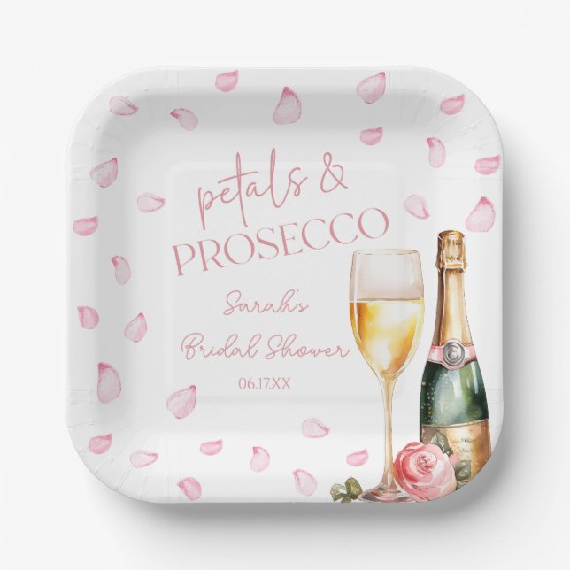 Petals & Prosecco Mimosa Champagne Brautparty Pappteller (Vorderseite)