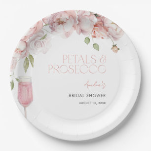 Petals & Prosecco Modernes rosafarbenes Brautparty Pappteller