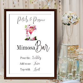 Petals & Prosecco Pink Brautparty Blume Bar Poster