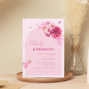 Petals & Prosecco Pink Script Brautparty Einladung
