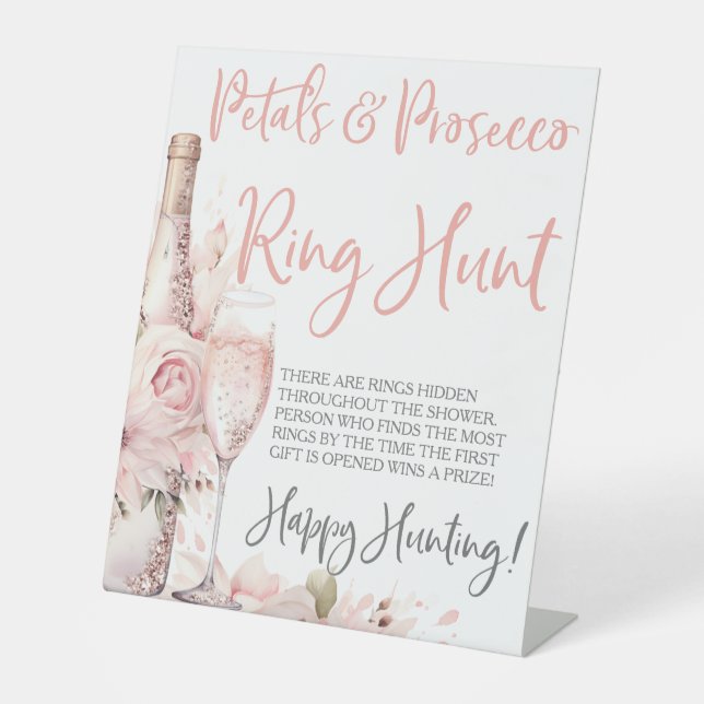 Petals & Prosecco Ring Game Ring Jagd Spiel Sockelschild (Vorderseite)