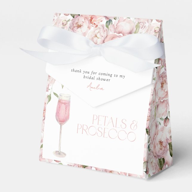 Petals & Prosecco Rosa Blumendusche Vielen Dank Geschenkschachtel (Vorderseite)