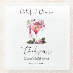 Petals & Prosecco Rosafarbenes Florales Brautbad Glasuntersetzer