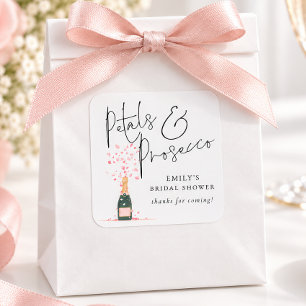 Petals Prosecco Schrift Brautparty Dankeschön Quadratischer Aufkleber