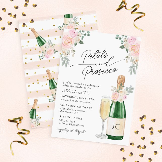 Petals & Prosecco Sparkling Brautparty Einladung (Von Creator hochgeladen)