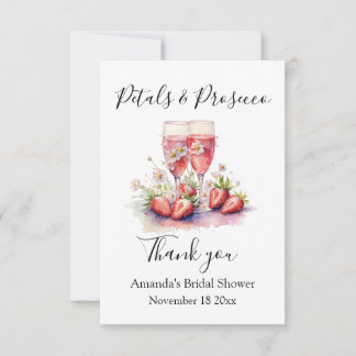 Petals & Prosecco Strawberry Brautparty Dankeskarte
