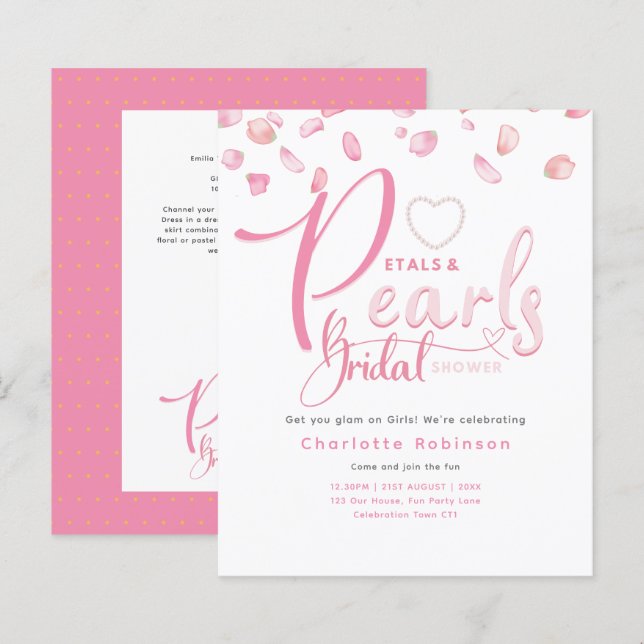 PETALS UND PEARLS Pink Glam Chic Brautparty (Vorne/Hinten)
