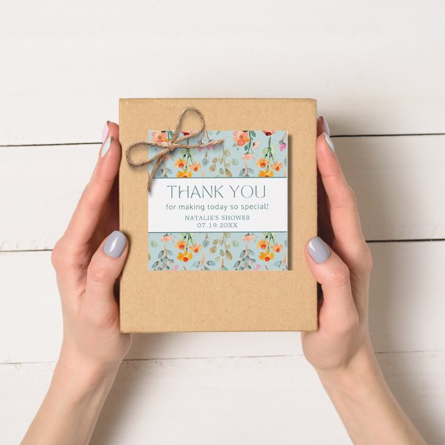 Petals und Prosecco Bläsernes Brautparty Geschenkanhänger (Petals and Prosecco Blue Floral Bridal Shower Favor Tags)