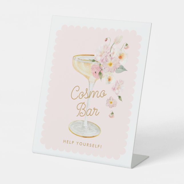 Petals und Prosecco-Brautparty-Bar Sockelschild (Vorderseite)