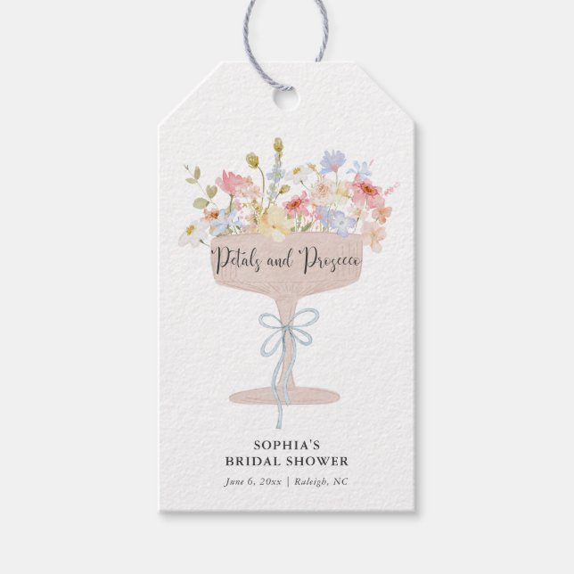 Petals und Prosecco Brautparty Gevor Geschenkanhänger (Vorderseite)