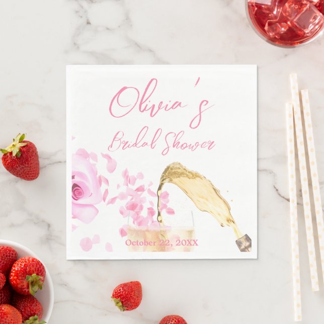 Petals und Prosecco Brautparty Napkins Serviette (Beispiel)