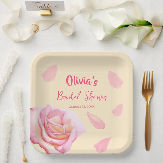 Petals und Prosecco Brautparty Paper Teller (Hochzeit)