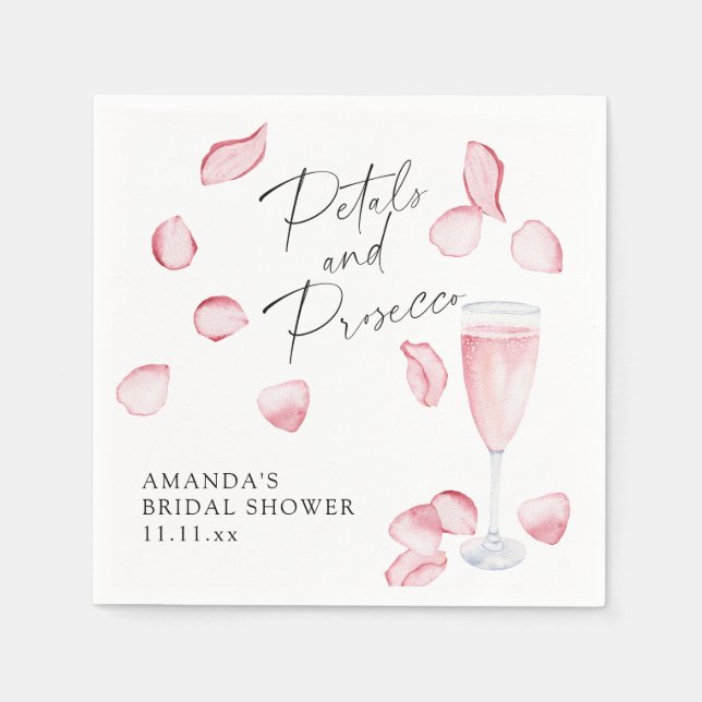 Petals und Prosecco-Brautparty Serviette (Vorderseite)