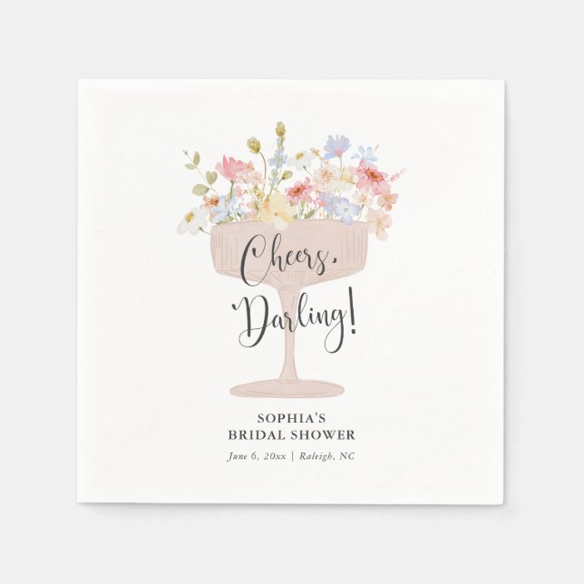 Petals und Prosecco-Brautparty Serviette (Vorderseite)