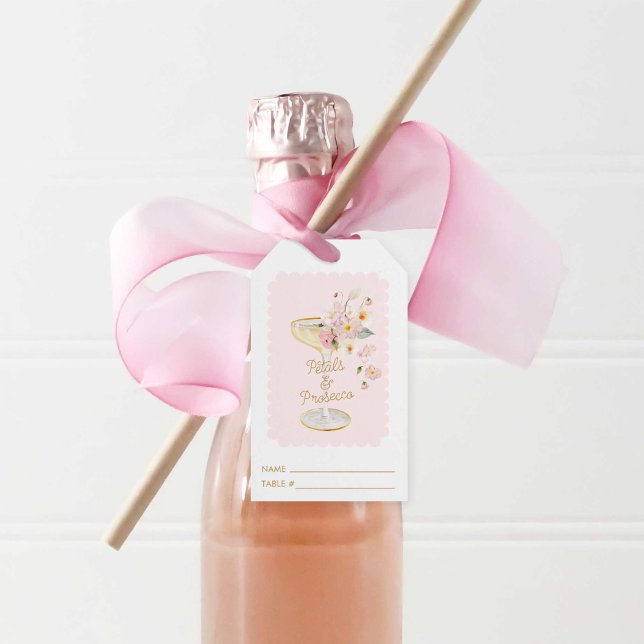 Petals und Prosecco Brautparty Tafel Platzkarte Geschenkanhänger (Von Creator hochgeladen)