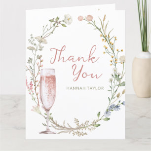 Petals und Prosecco Brautparty Wildblumen Dankeskarte