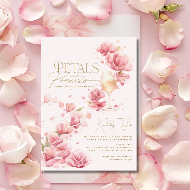 Petals und Prosecco Floral Champagne Brautparty Einladung (Von Creator hochgeladen)