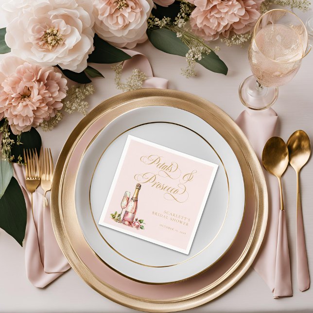 Petals und Prosecco Floral Elegantes Brautparty Serviette (Petals and Prosecco Bridal Shower Cocktail Napkin
)