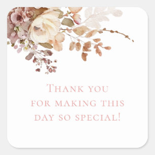 Petals und Prosecco Florales Dankeschön Brautparty Quadratischer Aufkleber