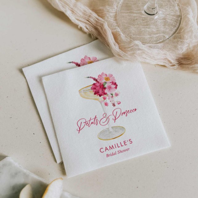 Petals und Prosecco Garden Bridal Serviette (Petals and Prosecco Bridal Shower Customized Paper Napkins)