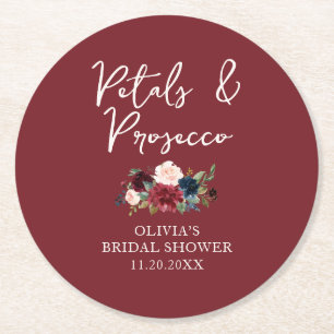 Petals und Prosecco Garten Floral Brautparty Runder Pappuntersetzer