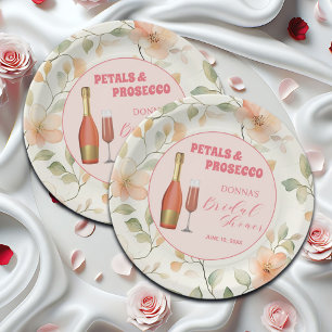 Petals und Prosecco Gold Blumen Hochzeitsshower Pappteller