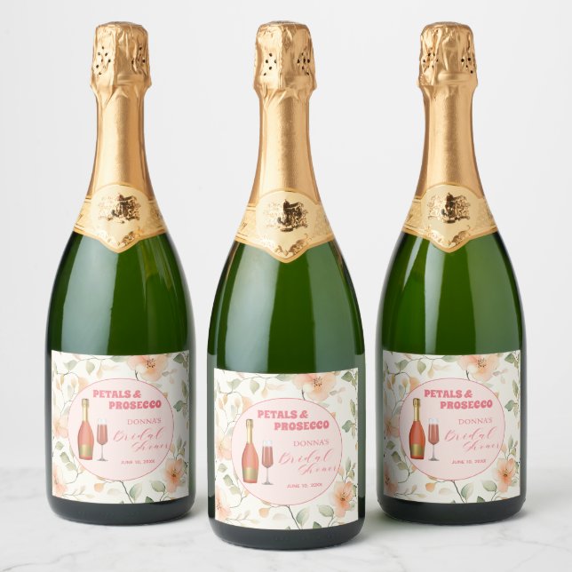 Petals und Prosecco Gold Floral Brautparty (Flaschen)