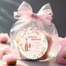 Petals und Prosecco Gold Floral Brautparty Runder Aufkleber