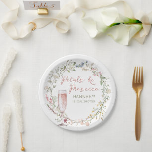 Petals und Prosecco Hochzeits-Brautparty Pappteller