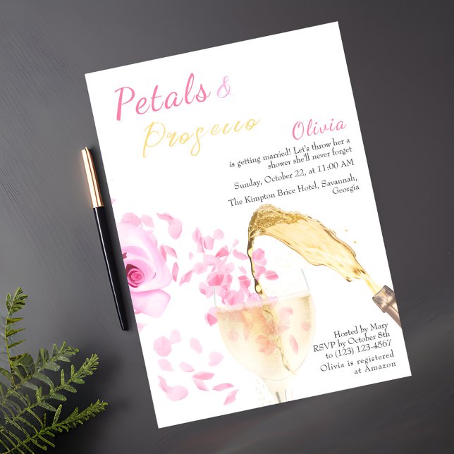 Petals und Prosecco-Hochzeitsstift Einladung (Von Creator hochgeladen)