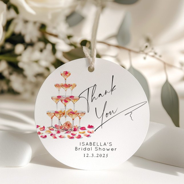 Petals und Prosecco Hot Pink Bridal Vielen Dank Geschenkanhänger (Von Creator hochgeladen)