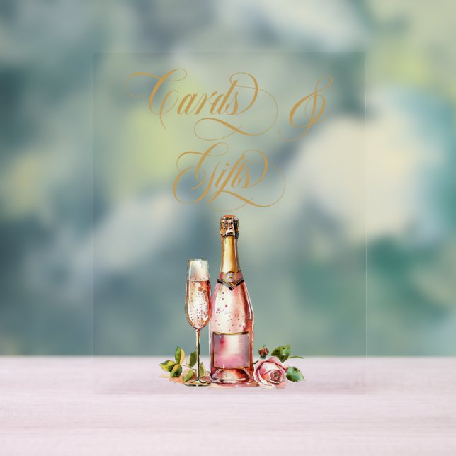 Petals und Prosecco Karten und Geschenke Brautpart Acrylschild (Neutral)