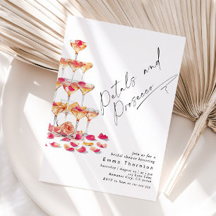 Petals und Prosecco minimal Modernes Brautparty Einladung