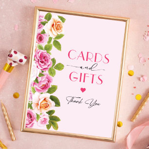 Petals und Prosecco rosa Blumenkarten und Geschenk Poster