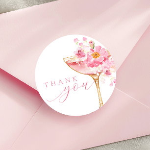 Petals und Prosecco Rosa Brautparty Runder Aufkleber