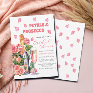 Petals und Prosecco Rose Brautparty Einladung