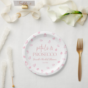 Petals und Prosecco Rosenblätter Brautparty Pappteller
