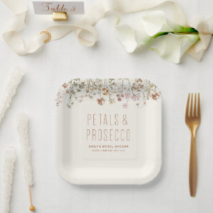 Petals und Prosecco-Wildblume Brautparty Pappteller