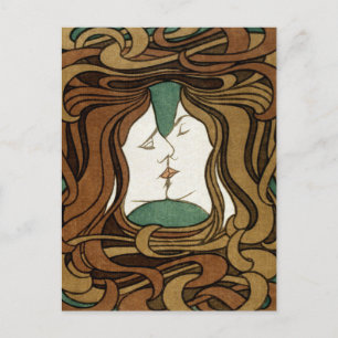 Peter Behrens Kuss Liebe abstrakter Jugendstil Postkarte