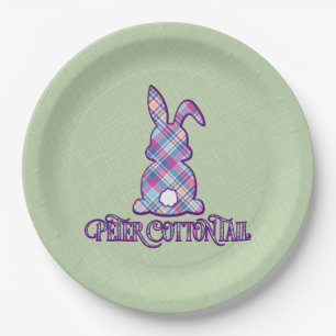 Peter Cottontail Lila Karierter Osterhase Pappteller