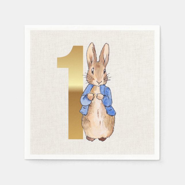 Peter das Kaninchen Erster Geburtstag Serviette (Vorderseite)