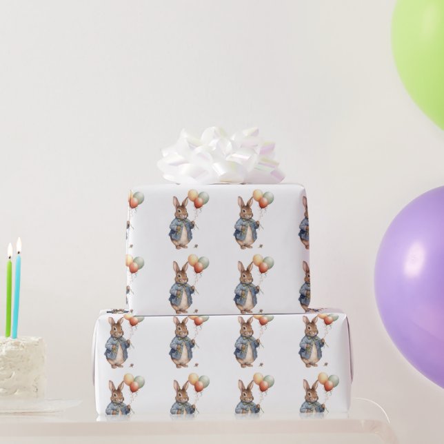 Peter das Kaninchen mit Ballons Geschenkpapier (Partygeschenke)