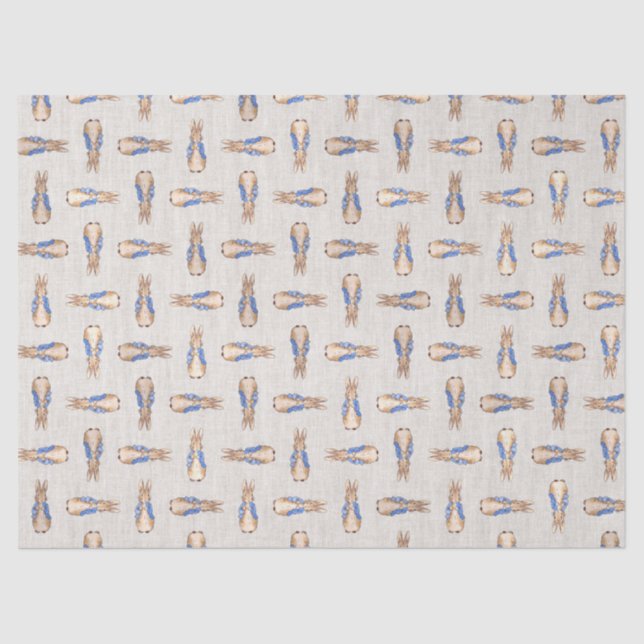 Peter das Kaninchen mit beigefarbener Leinenstrukt Seidenpapier (Vorderseite)