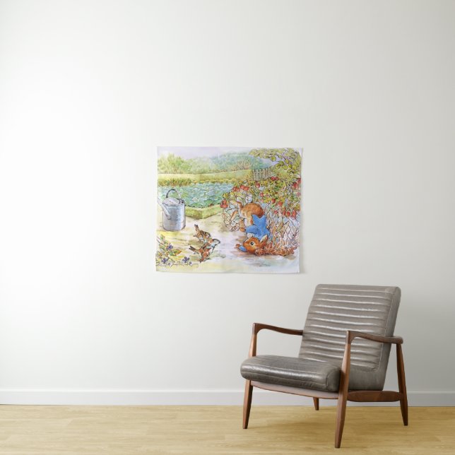 Peter das Kaninchen Tumbling in Vegie Patch Wandteppich (Beispiel (Horizontal))