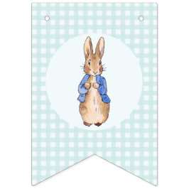 Peter der Hasen-grüner Karo-Hintergrund Wimpelkette