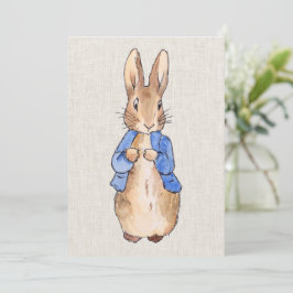 Peter der Kaninchen Beige Linen Hintergrund Einlad Einladung