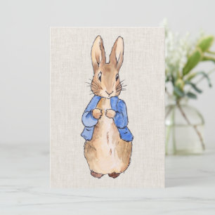 Peter der Kaninchen Beige Linen Hintergrund Einlad Einladung