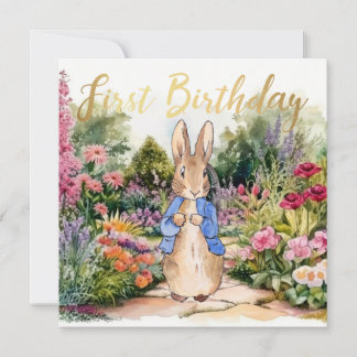 Peter der Kaninchen in seinem Garten 1. Geburtstag Einladung