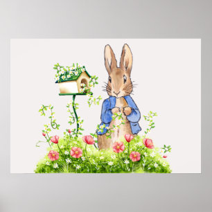 Peter der Kaninchen in seinem Garten Poster