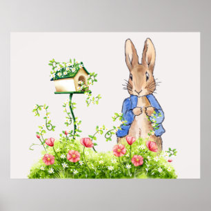 Peter der Kaninchen in seinem Garten Poster